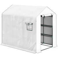 outsunny invernadero de jardin 3 m con estantes de 3 niveles pe reforzada 135 gm anti-uv puerta enrollable y ventanas de malla   aosom espana