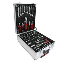 maletin de herramientas - organizador taller - aluminio y plastico - plata 365x20x51cm