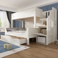 literas 140x200 cm  90x200 cm con 2 cajones y 3 puertas - madera maciza  mdf - para ninos - blanco sin colchon
