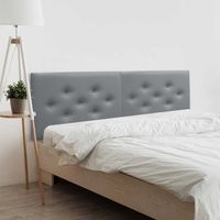 dhome cabecero de polipiel con 3 hileras intercaladas de botones cabezal tapizado cama lujo gris 190cm 2 piezas