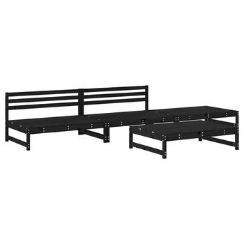 Juego De Muebles De Jardín 4 Piezas | Mobiliario De Jardín Madera Maciza De Pino Negro