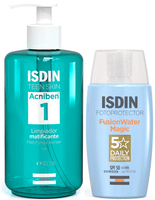 isdin limpieza  proteccion solar piel acneica