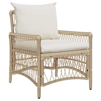 Silla De Jardín Con Cojines Beige 60x70x78 Cm De Ratán Cfw723026