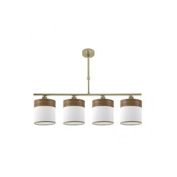 Lampara Cloe 4xe14 Cuero/blanca-madera Oscura Regx75x14 Cm