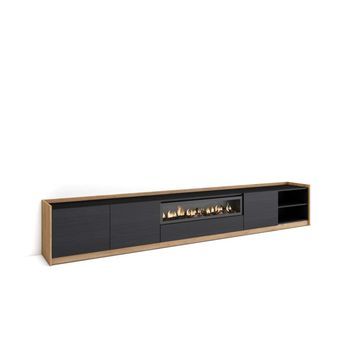 Mueble Tv Gibralgalia-02 Con Chimenea Y Luces Led