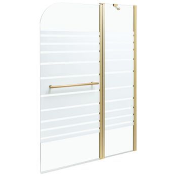 Mampara De Baño Minimalista Con Puerta De Vidrio Templado Dorado 140 X 100 Cm Tuapi