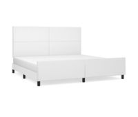 estructura de cama cabecero cuero sintetico blanco 200x200 cm diseno plano