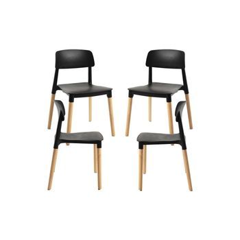Pack 4 Sillas Estin De Polipropileno 75*39*45 Cm - Negro