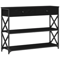 mesa de consola  mesa de entrada con cajon roble negro 100 x 28 x 75 cm