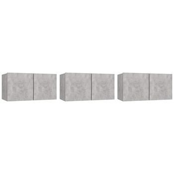 Muebles De Salón Colgantes 3 Unidades Gris Hormigón 60x30x30 Cm Vidaxl