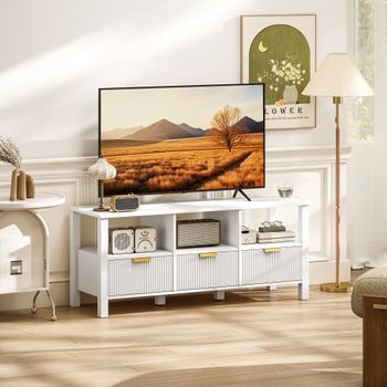 Mueble De Tv Moderno De Melamina Mdf Homcom 120x39,5x50 Cm Blanco