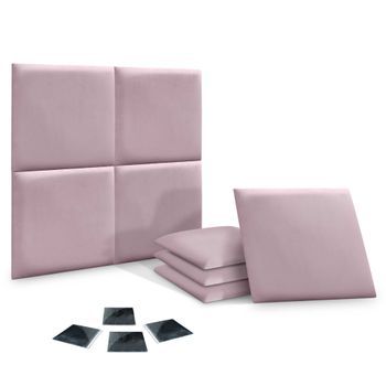 Dhome Juego De 8 Paneles Tapizados De Terciopelo Premium Pack Autoadhesivos Para Pared Acústicos Absorbentes Protección Impactos (salmón, 50x50cm, X8)