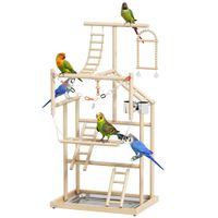 parque de juegos para pajaros pawhut campo de juego para loros con bascula juguete de cadena bandeja comedero columpio juguetes para loros inseparables pinzones 48x38x95 cm