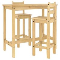 set de bar 3 piezas madera maciza de pino vidaxl