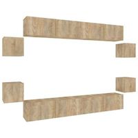 set de muebles para tv 8 piezas madera contrachapada roble sonoma
