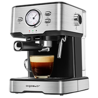 aigostar murphy - cafetera espresso 20 bar 15l 1100w cafetera  para espresso y cappuccino profesional con varilla espumadora de leche brazo doble salida cuchara dosificadora acero inoxidable