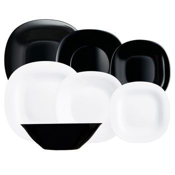 Vajilla Opal 19 Piezas - 6 Personas Luminarc Carine N&b - Blanco Y Negro Apto Microondas