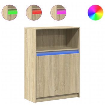 Aparador Con Led Madera De Ingeniería Roble Sonoma 72x34x100 Cm