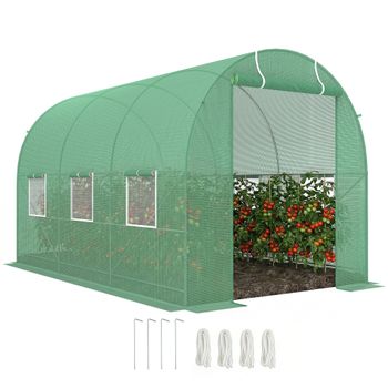 Outsunny Invernadero de Túnel 350x200x200 cm para Cultivo de Plantas Tunel Invernadero Huerto Acero Polietileno PE invernadero tunel  Aosom España