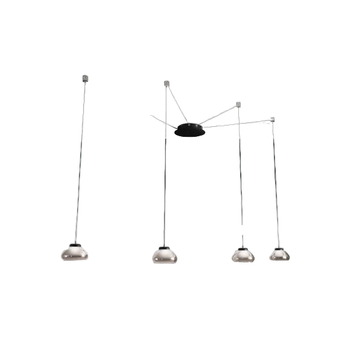 Lámpara Colgante Arabella Led De Metal Y Cristal Soplado Ahumado 3547-49-126 Fabas Luce