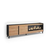 mueble tv marbella-01 con chimenea y luces led