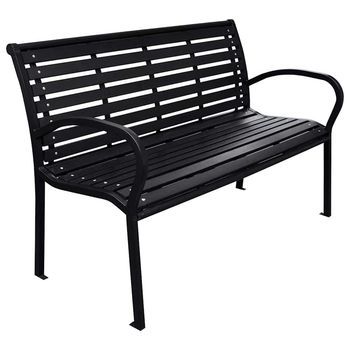 Banco De Jardín Acero Y Wpc Negro 116 Cm Vidaxl