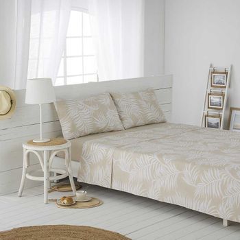 Juego De Sábanas Orio Beige 100% Algodón Orgánico Beige 250x260 Cama 160