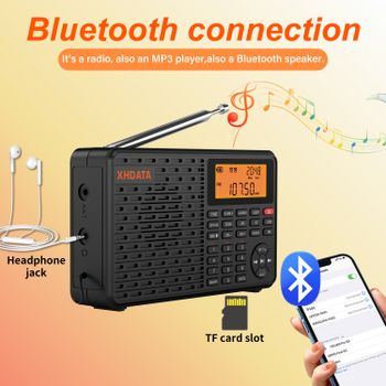 XHDATA D109 Radio Multibanda Digital Portatil Envio Inmediato Desde Espana Receptor AM FM SW LW Mundial Bluetooth Altavoz MP3 USB C TF Card Sonido Estereo Ideal para Regalo Viajes Emergencias