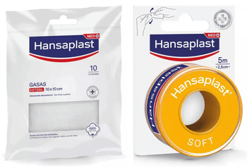 Hansaplast Gasas Suaves 10x10 cm 10 uds + Esparadrapo Suave 5m x 2,5cm