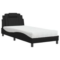 cama viana con colchon cuero sintetico negro 90x190 cm vidaxl