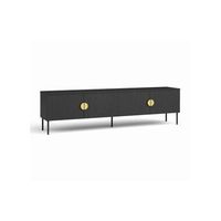 mueble para tv de 4 puertas - negro con manijas doradas - 200 cm - coleccion mondo