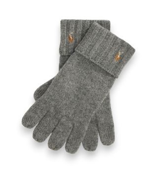 Polo Ralph Lauren para hombre. 449800759001 Guantes de piel para pantalla táctil (OSFA), Gris, Clásico