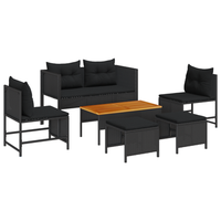 conjunto de sofa exterior - negro ratan madera mediano duradero cfw615146