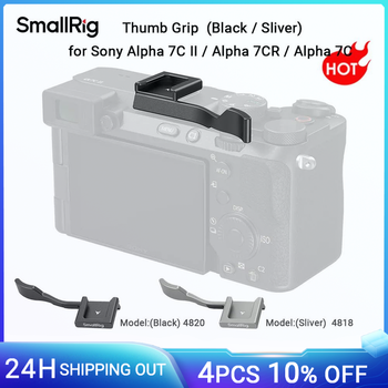 SmallRig empuñadura de pulgar para Sony Alpha 7C II / Alpha 7CR/7C Alpha, Negro/plateado w Zapata fría para luz, micrófono y otros accesorios 4820