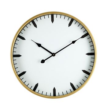 Reloj de vidrio y metal blanco y dorado d. 40 cm