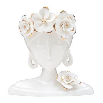 Jarrón De Porcelana Blanca 21,7x14x21 Cm