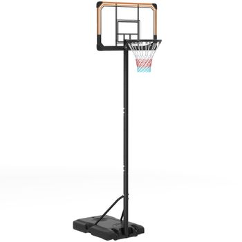SPORTNOW Canasta de Baloncesto de Exterior con Altura Ajustable 235-264 cm Ruedas Base Rellenable Negro