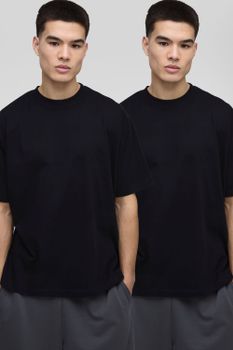 Pack De 2 Camisetas Oversize Básicas Con Cuello De Caja, Negro