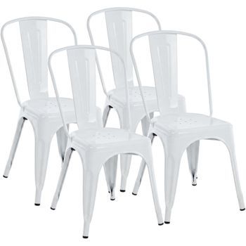 Set De 4 Sillas Apilables Benedikt Metal Blanco 48x44x89 Cm Clp