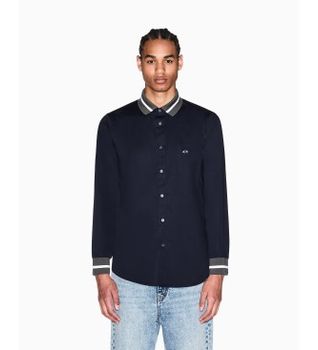 A|X Armani Exchange para hombre. XM002267AF22640UB101 Camisa Block marino (XL), Casual, Algodón, Manga larga