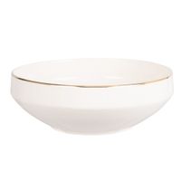 ensaladera de porcelana color blanco y dorado