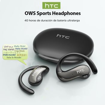 HTC NE19 auriculares Bluetooth AI OWS auriculares inalámbricos deportivos con micrófono potentes graves AI traductor auriculares impermeables de larga duración
