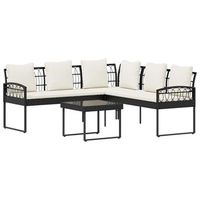 conjunto de sofas de jardin con cojin 2 piezas  mueble de jardin negro y crema