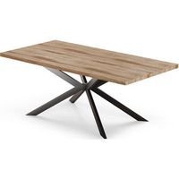 mesa de comedor rectangular - industrial - madera y metal - bayron madera natural