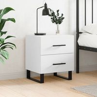 mesita de noche - mueble para dormitorio - madera contrachapada y hierro - blanco 40x35x475cm