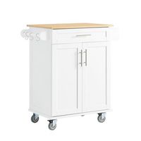 sobuy carro de cocina blanco con cajon ruedas y gran almacenaje de bambu 83x46x91 cm fkw13-ii-wn