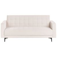 sofa 3 plazas de terciopelo beige claro reclinable acolchado patas negras aberdeen - beige