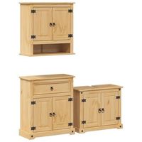 juego de muebles de bano  armario de bano corona 3 piezas madera maciza pino