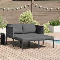 tumbona con cojines para 2 personas anthracite 115x153x695 cm acero v4412 unico  gris