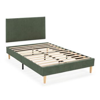 Base Tapizada + Cabecero Bari 90x190 Cm Verde